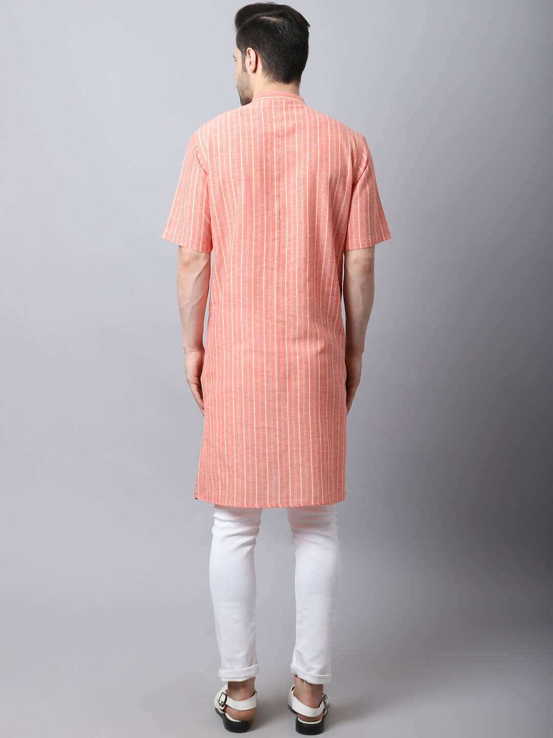 Even Apparels Beige Pure Cotton Kurta With Band Collar - Distacart