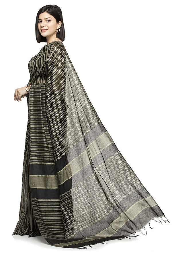Mominos Fashion Black Color Bhagalpuri Saree