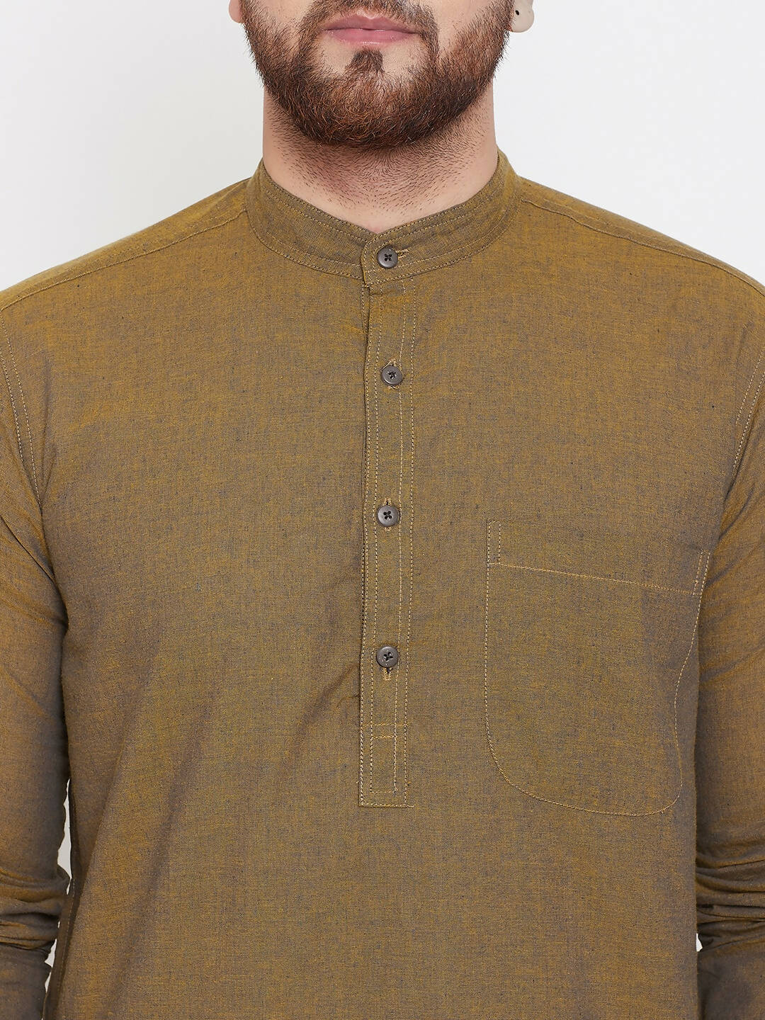 Even Apparels Brown Pure Cotton Men's Kurta With Band Collar - Distacart