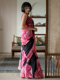 Thumbnail for Suta Black Floral Pure Cotton Saree - Distacart