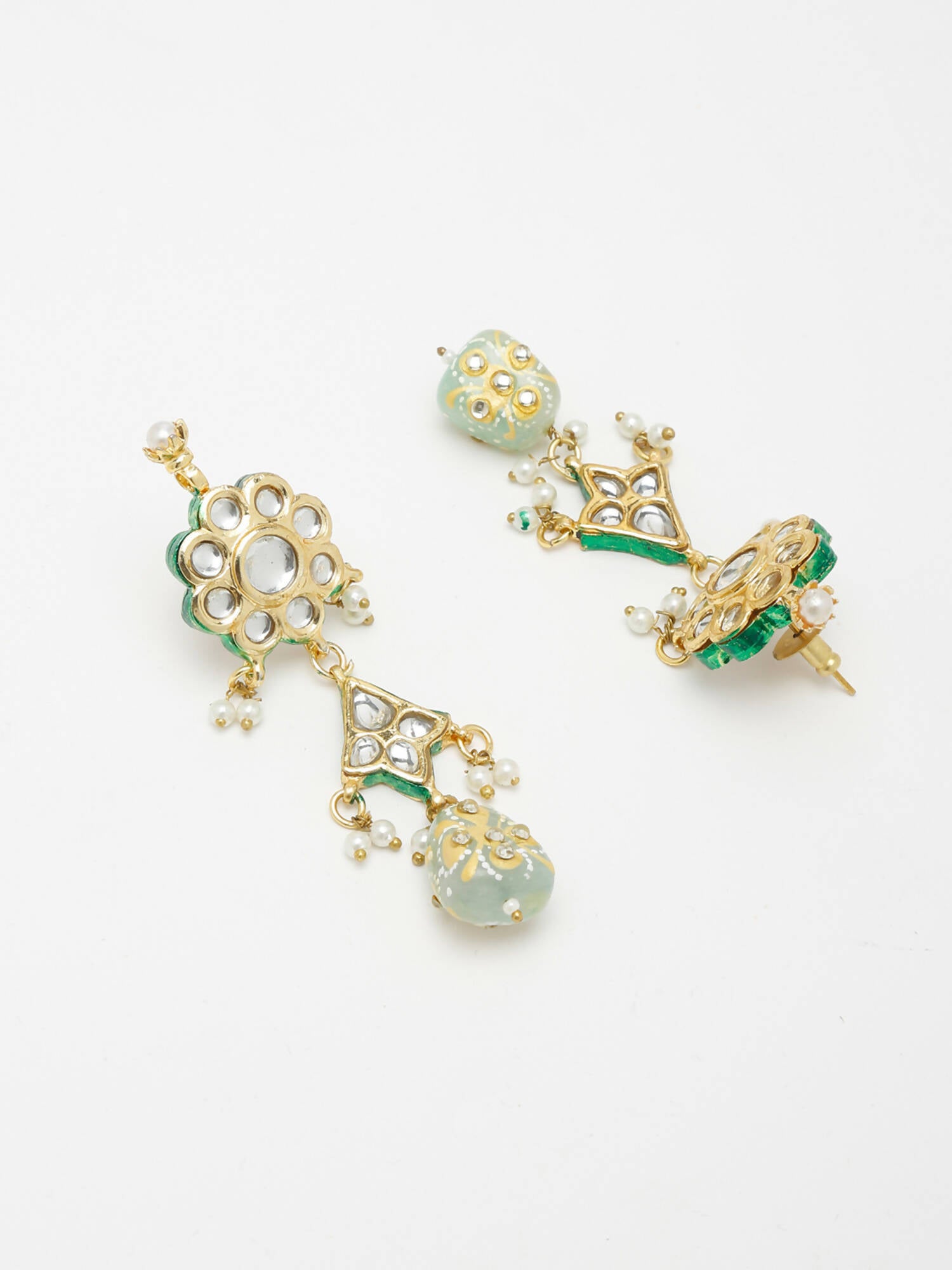 Long Kundan Neckpiece With Studs - Ruby Raang - Distacart