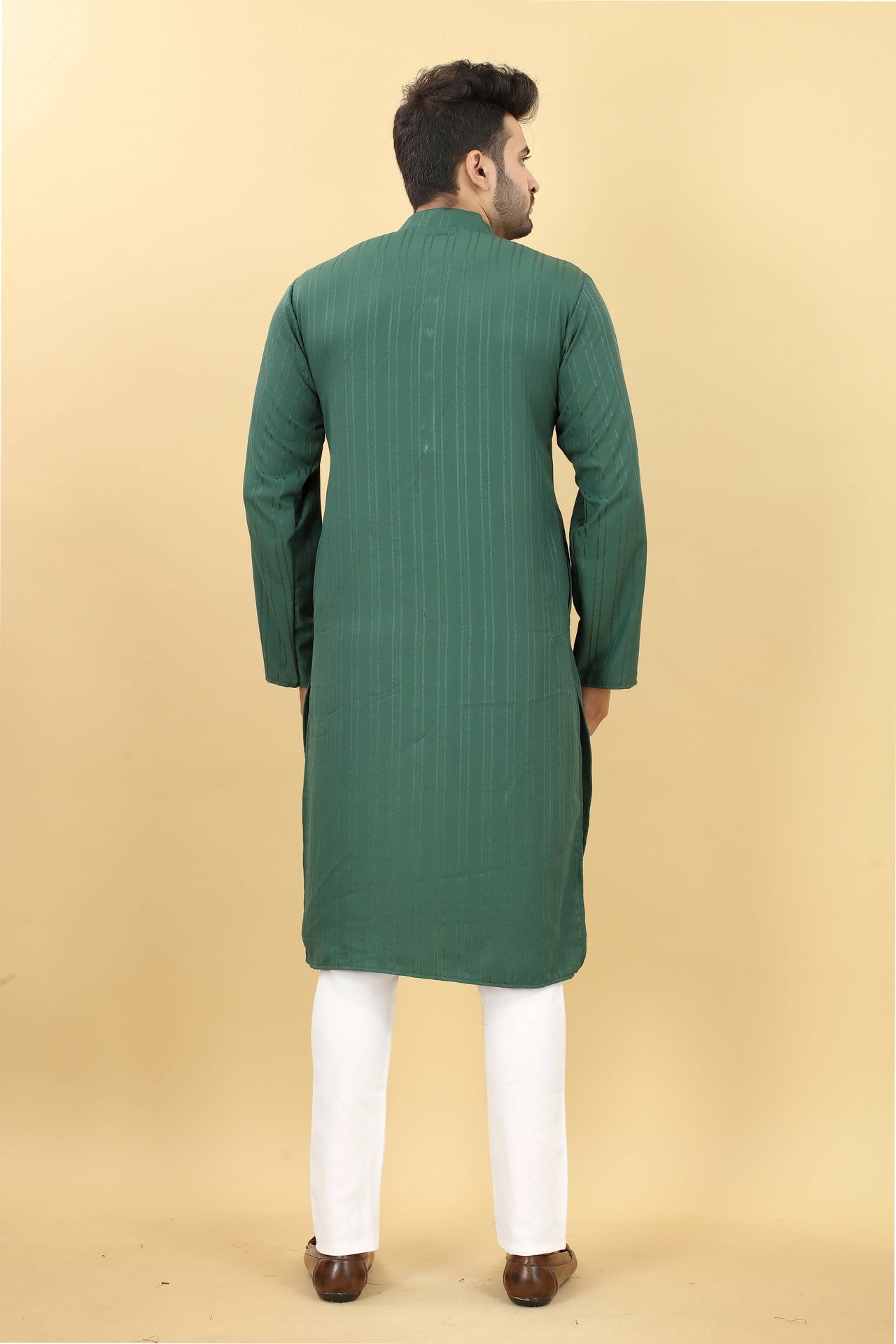 Green Viscose Polyester Solid Men's Kurta - Mahotsav - Distacart
