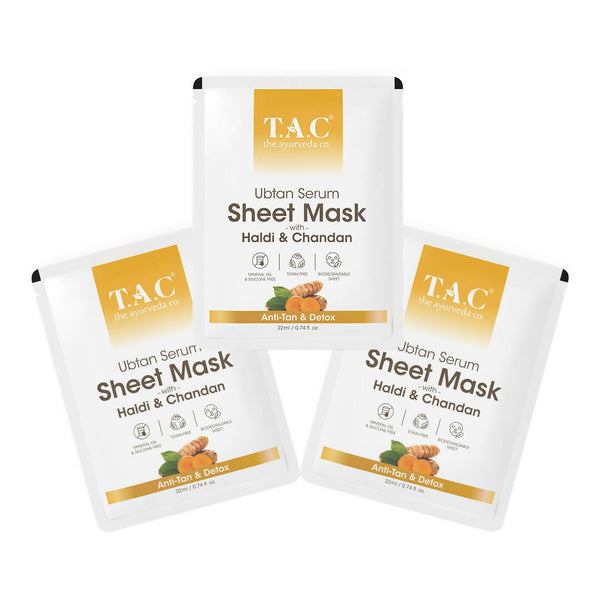 TAC - The Ayurveda Co. Ubtan Serum Sheet Mask | with Sandalwood, Saffron & Turmeric - Distacart