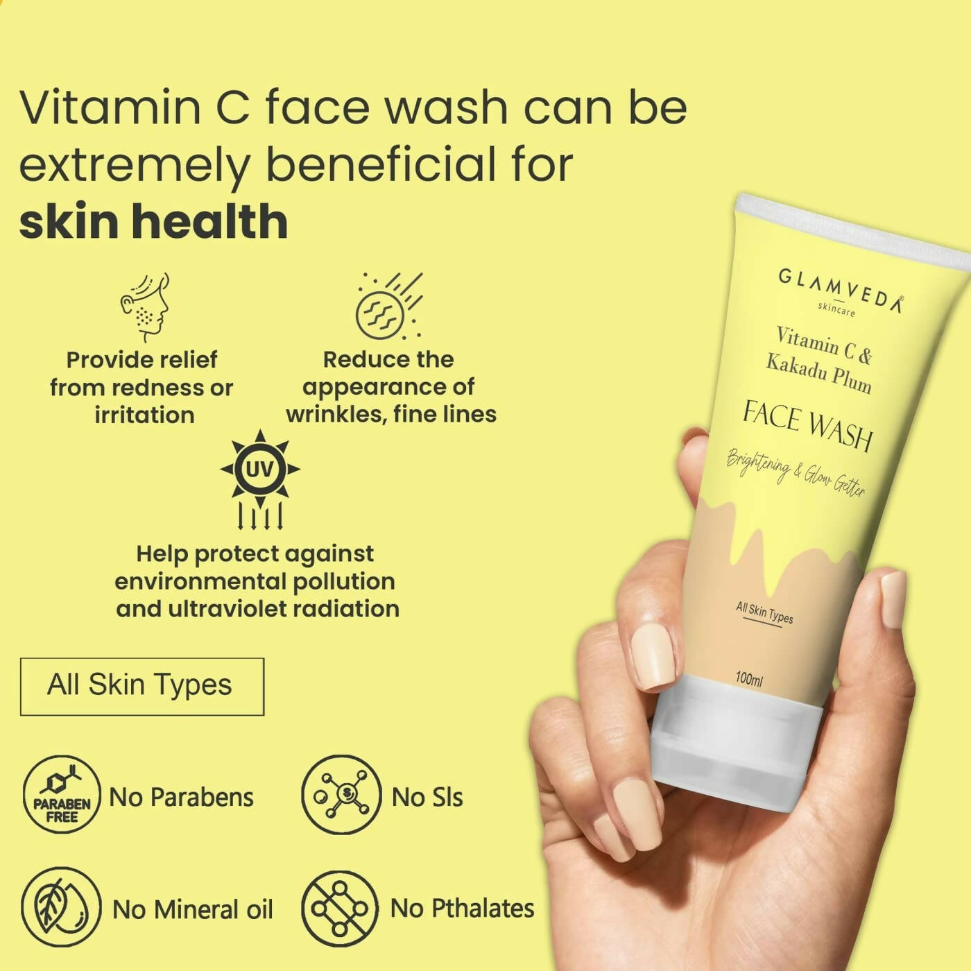 Glamveda Vitamin C & Kakadu Plum Face Wash - Distacart