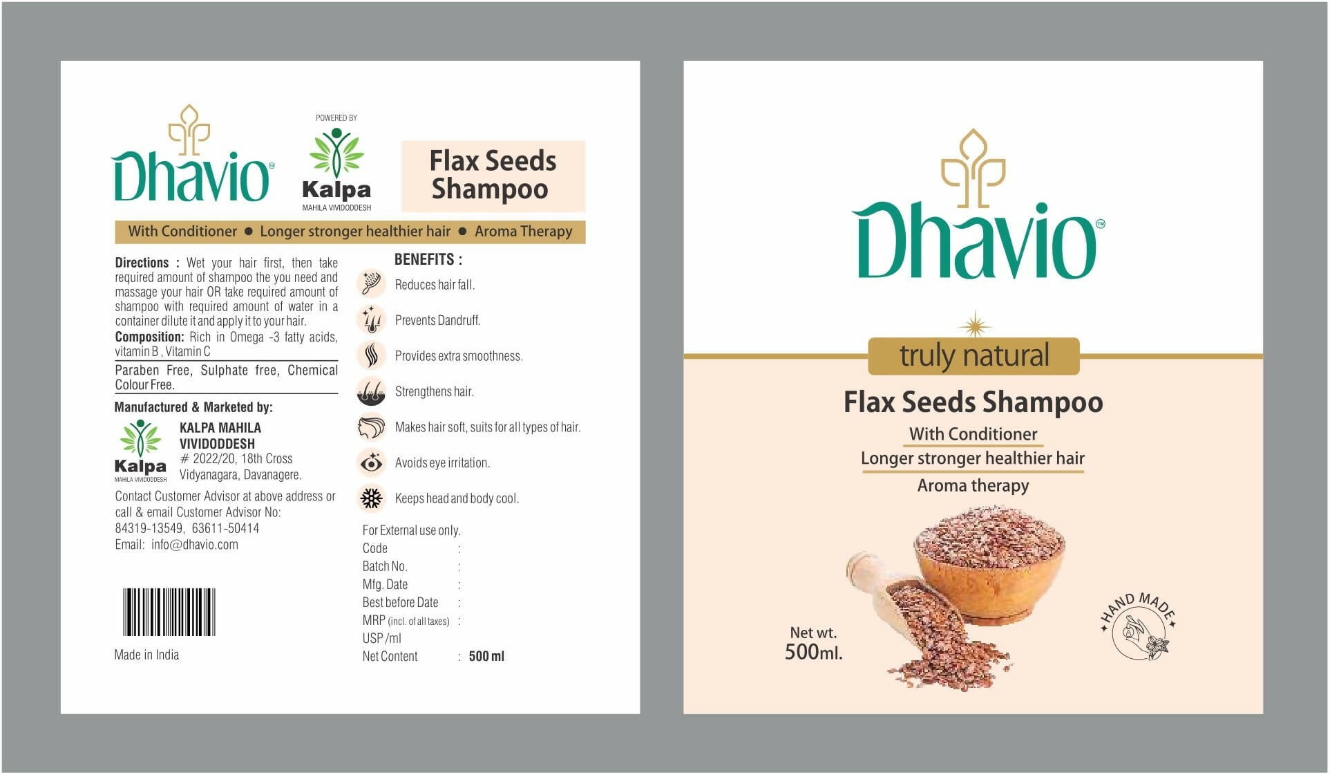 Dhavio Flax Seeds Shampoo - Distacart