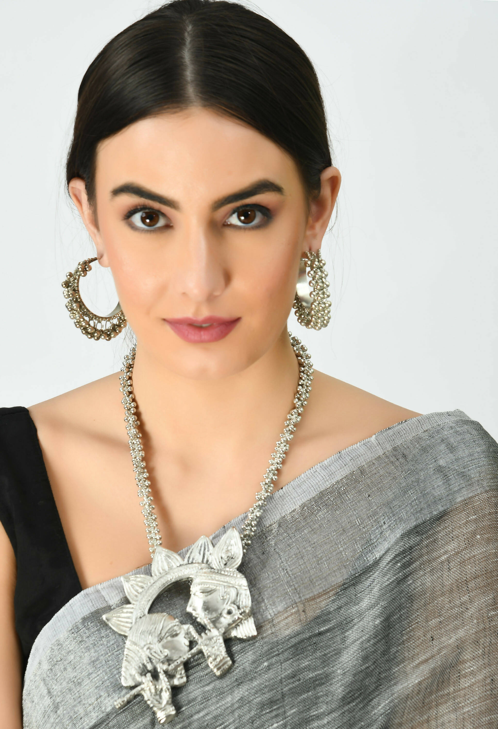 Mominos Fashion Johar Kamal Oxidised Silver-Plated Brass Finish Radha Kishan Long Necklace For Women (Silver) - Distacart