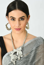 Thumbnail for Mominos Fashion Johar Kamal Oxidised Silver-Plated Brass Finish Radha Kishan Long Necklace For Women (Silver) - Distacart