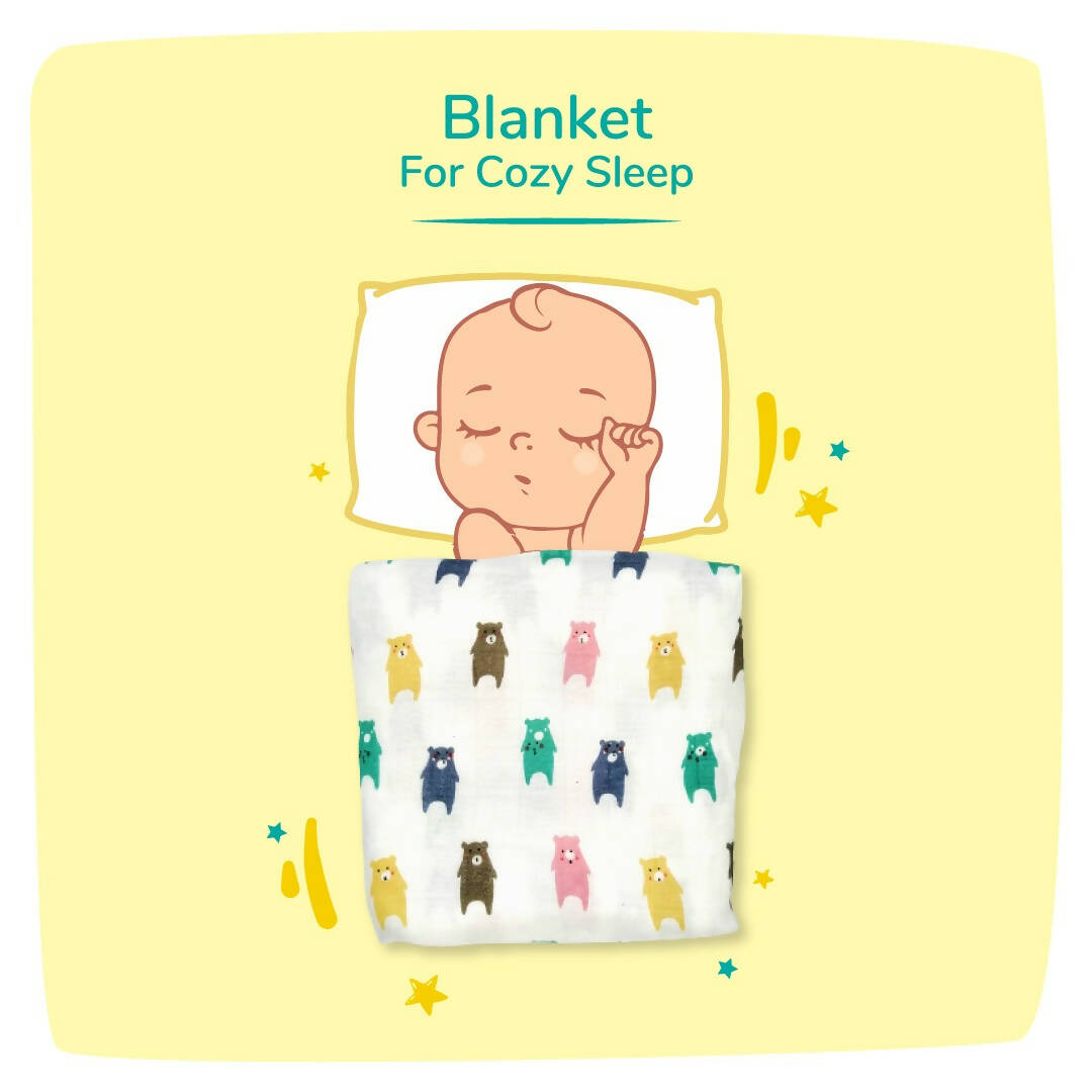 Kindermum Organic Cotton Muslin Swaddle Blanket 110 Cm X 110 Cm - Set Of 3 - Distacart