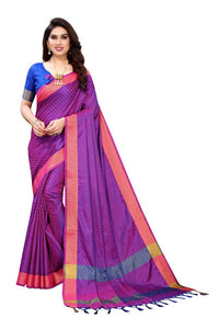 Thumbnail for Vamika Banarasi Jacquard Weaving Purple Saree