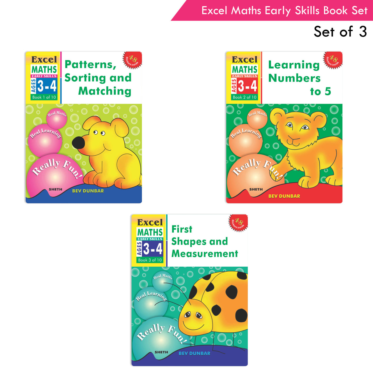 Excel Maths Early Skills Ages 3 - 4 Years (Set of 3) | Mathematics Book for Kids Nursery | Maths Combo Book Set - Distacart