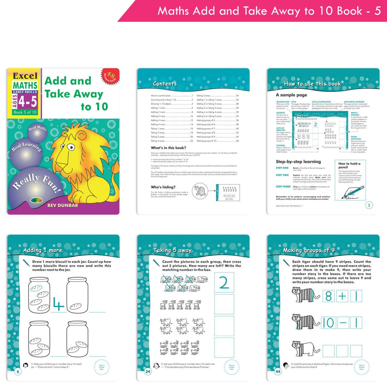 Excel Maths Early Skills Ages 4-5 Year Books for Junior kg| Set of 3| Learn Numbers Add & Take Away, Shapes, Measurement - Distacart
