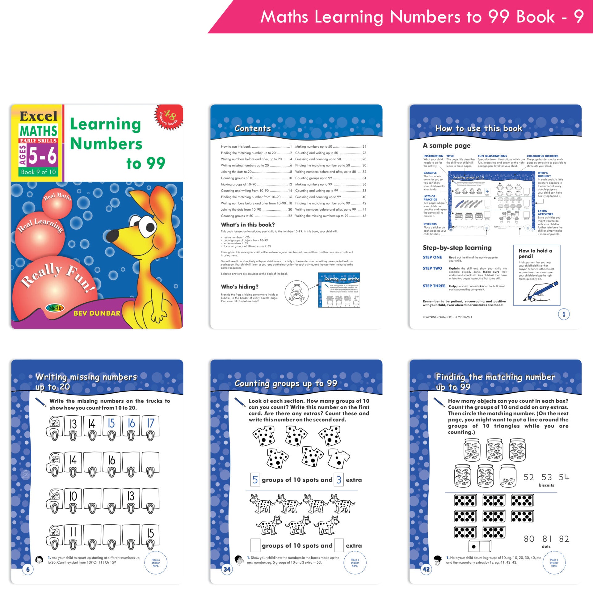 Excel Maths Early Skills Ages 5-6 Year Books for Senior KG| Set of 4| Numbers, Addition, Subtraction, Multiply, Divide - Distacart