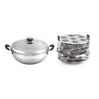 Thumbnail for Cello Stainless Steel Induction Base Idli Cooker (Idly Maker) And Multi Kadhai With 6 Plates - Distacart
