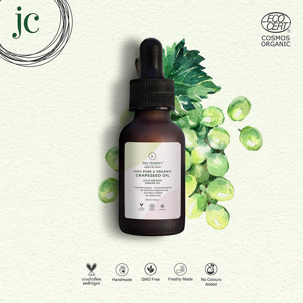 Juicy Chemistry Pure & Organic Grapeseed Cold Pressed Carrier Oil - Distacart