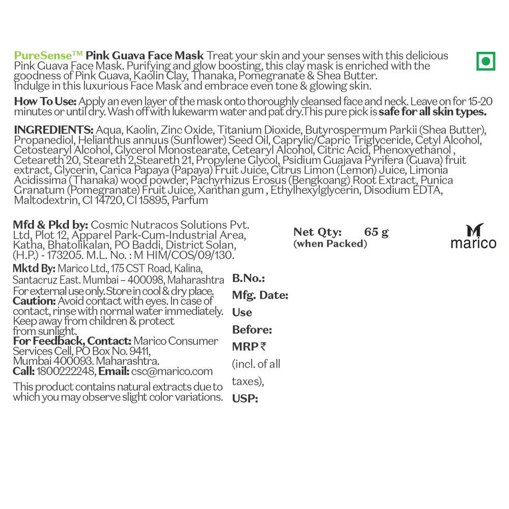 PureSense Pink Guava Face Mask - Distacart