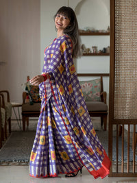 Thumbnail for Suta Multi Color Checked Pure Cotton Saree - Distacart
