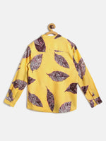 Thumbnail for Manet Ethnic Full Sleeves Big Leaf Printed Shirt - Yellow - Distacart