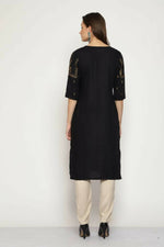 Thumbnail for Maai Rayon Hand Printed Kurta Black - Distacart