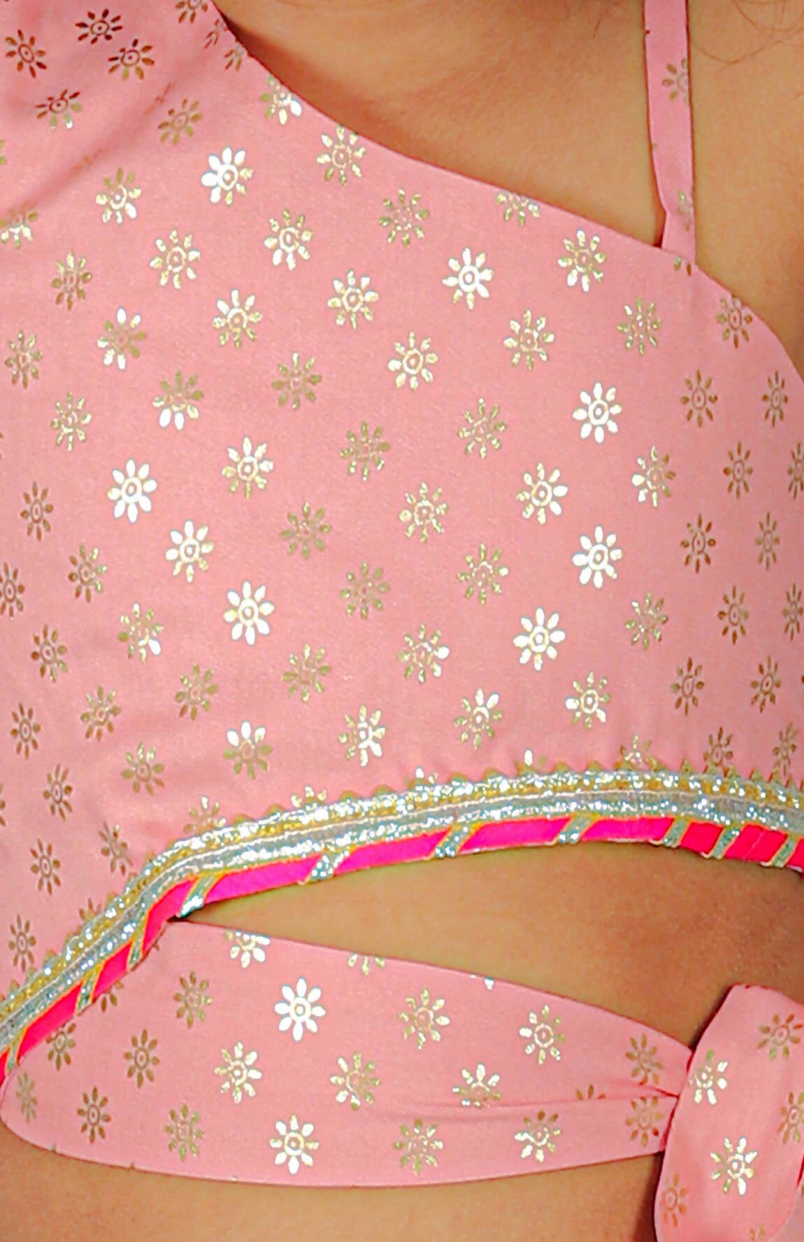 Lil Drama Fusion Fair Girls Peach Crop Top With Palazzo Co-Ordinate Set - Distacart