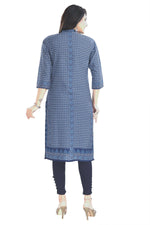 Thumbnail for Snehal Creations Blue Designer Digital Print Cotton Slub Fabric Long Kurti Tunic - Distacart