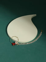 Thumbnail for White Red Gold-Plated Kundan-Studded Beaded Nosepin - Ruby Raang - Distacart