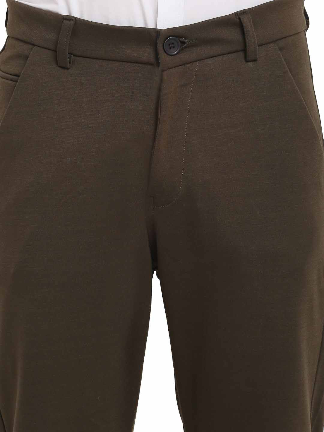 Jainish Men's Olive 4-Way Lycra Tapered Fit Trousers ( FGP 269Olive ) - Distacart