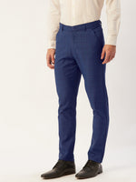 Thumbnail for Jainish Men's Blue Checked Formal Trousers ( FGP 270 Blue ) - Distacart