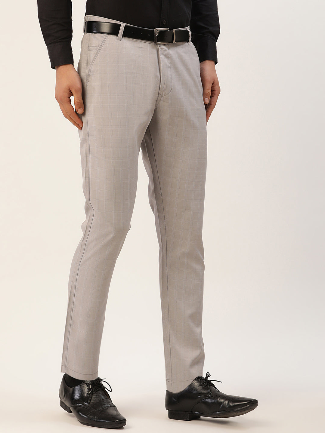 Jainish Men's Grey Checked Formal Trousers ( FGP 270 Grey ) - Distacart