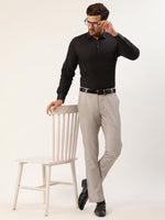 Thumbnail for Jainish Men's Grey Checked Formal Trousers ( FGP 270 Grey ) - Distacart