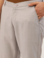 Thumbnail for Jainish Men's Grey Checked Formal Trousers ( FGP 270 Grey ) - Distacart