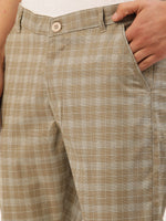 Thumbnail for Jainish Men's Beige Tartan Checked Formal Trousers ( FGP 271 Beige ) - Distacart