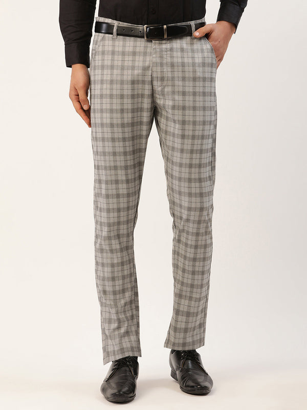 Jainish Men's Grey Tartan Checked Formal Trousers ( FGP 271 Grey ) - Distacart