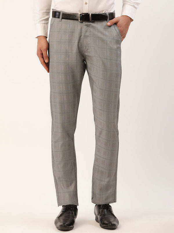 Jainish Men's Grey Window Checked Formal Trousers ( FGP 272 Grey ) - Distacart