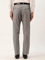 Thumbnail for Jainish Men's Grey Window Checked Formal Trousers ( FGP 272 Grey ) - Distacart