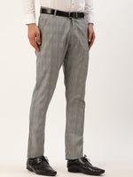 Thumbnail for Jainish Men's Grey Window Checked Formal Trousers ( FGP 272 Grey ) - Distacart