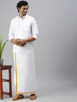 Thumbnail for Ramraj Cotton Mens Full Sleeve White Shirt Plus Size - Soft Touch Cotton - Distacart