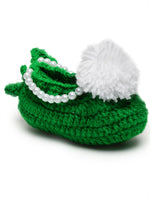 Thumbnail for Chutput Kids Woollen Hand Knitted Pom Pom Detailed Booties - Green - Distacart
