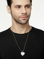 Thumbnail for NVR Men Silver Plated Heart Shaped Pendent With Picture Frame And Chain - Distacart