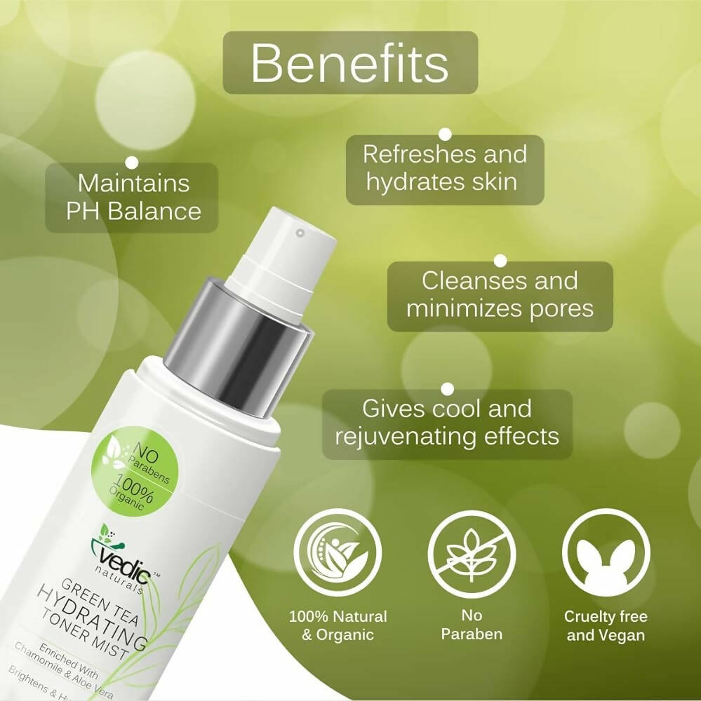 Vedic Naturals Green Tea Hydrating Toner Mist - Distacart