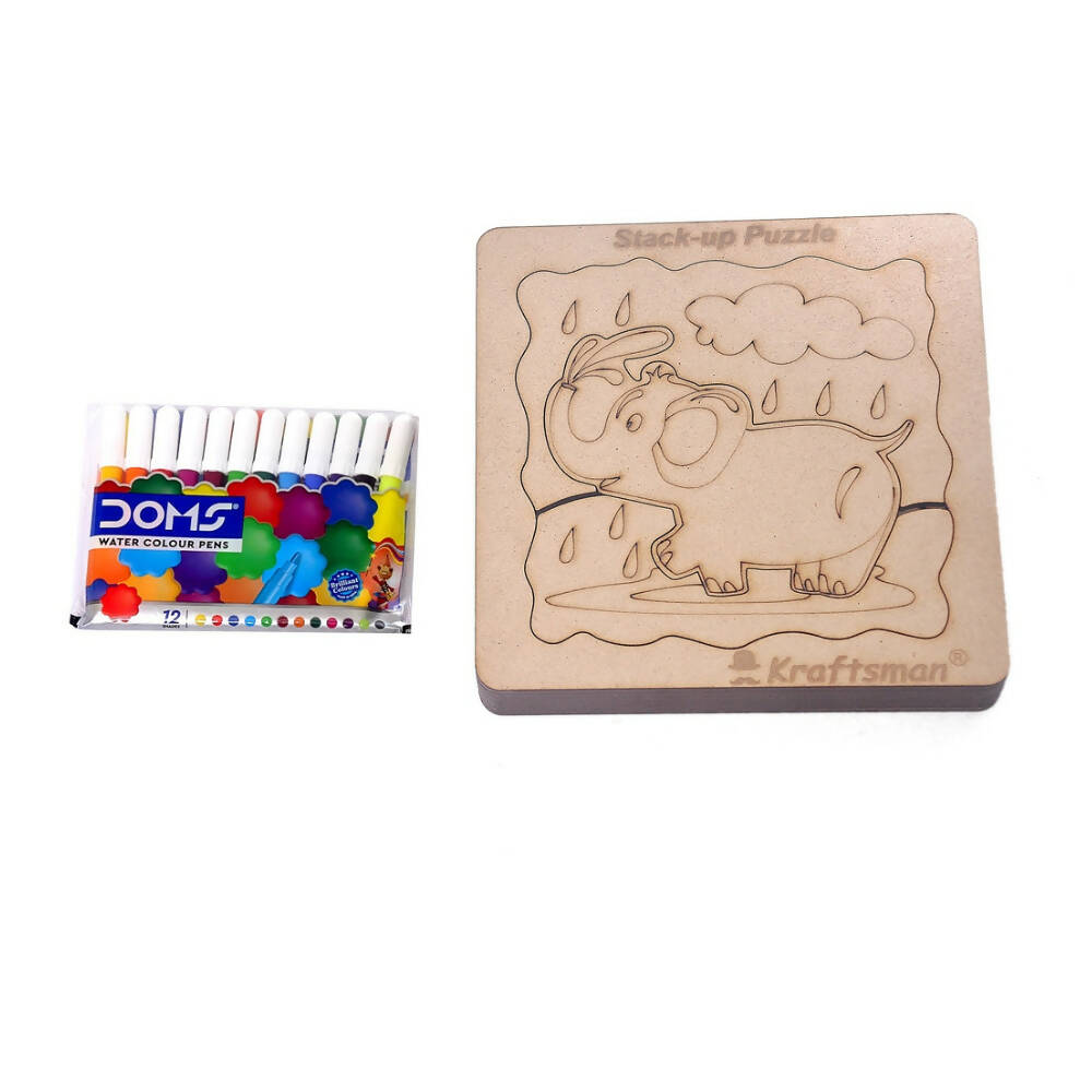 Kraftsman Stack up Puzzles/ Layered Puzzle Elephant Shape for Kids | Color Kit Included | 18 Pieces Puzzle - Distacart
