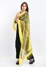 Thumbnail for Mominos Fashion Moeza Women's Orgenza Multi Thread Mirror Work Lemon Yellow Dupatta - Distacart