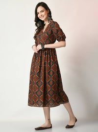 Thumbnail for Myshka Women's Multi Empire Printed Dress - Distacart