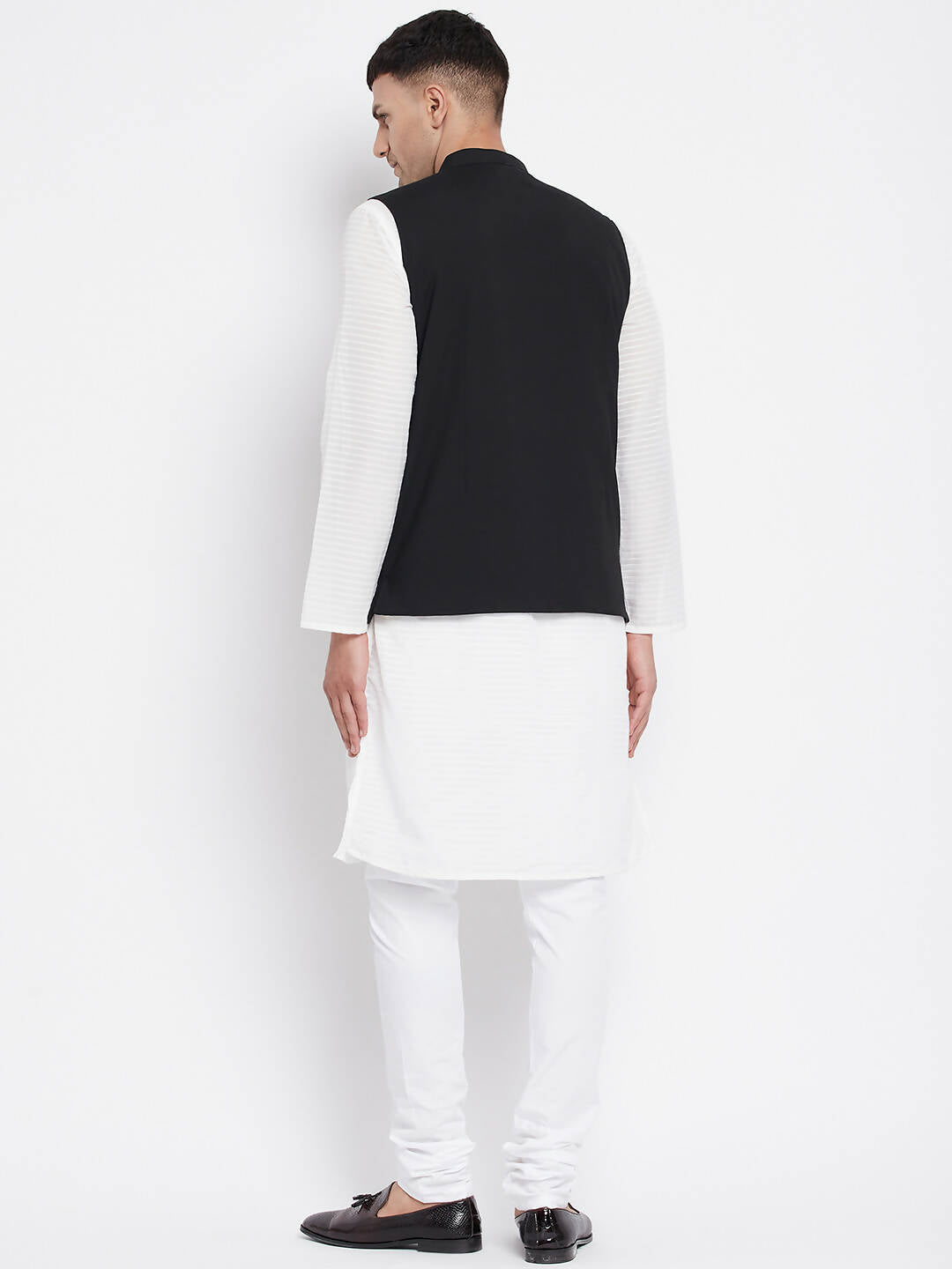 Even Apparels Black Pure Cotton Nehru Jacket With Eid Insignia PW668 - Distacart