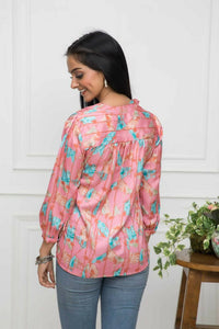 Thumbnail for Myshka Women Multi-Floral V-Neck Regular Sleeves Polyester Top - Distacart