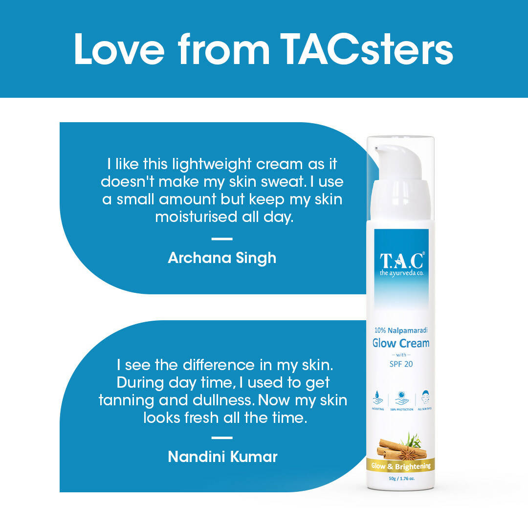 TAC - The Ayurveda Co. 10% Nalpamaradi Glow Cream with SPF 20, Skin Brightening and Detan for Women & Men - Distacart