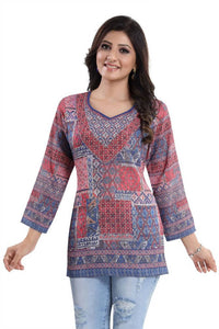 Thumbnail for Snehal Creations Bright as the Sun Summer Cool Printed Short Kurti Tunic