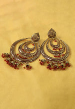 Thumbnail for Mominos Fashion Johar Kamal Triple Circle White With Red Big Size Earrings - Distacart