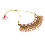 Thumbnail for Mominos Fashion Johar Kamal Gold-Plated Brass Finish Kundan/Stone Choker For Women (Baby Pink) - Distacart