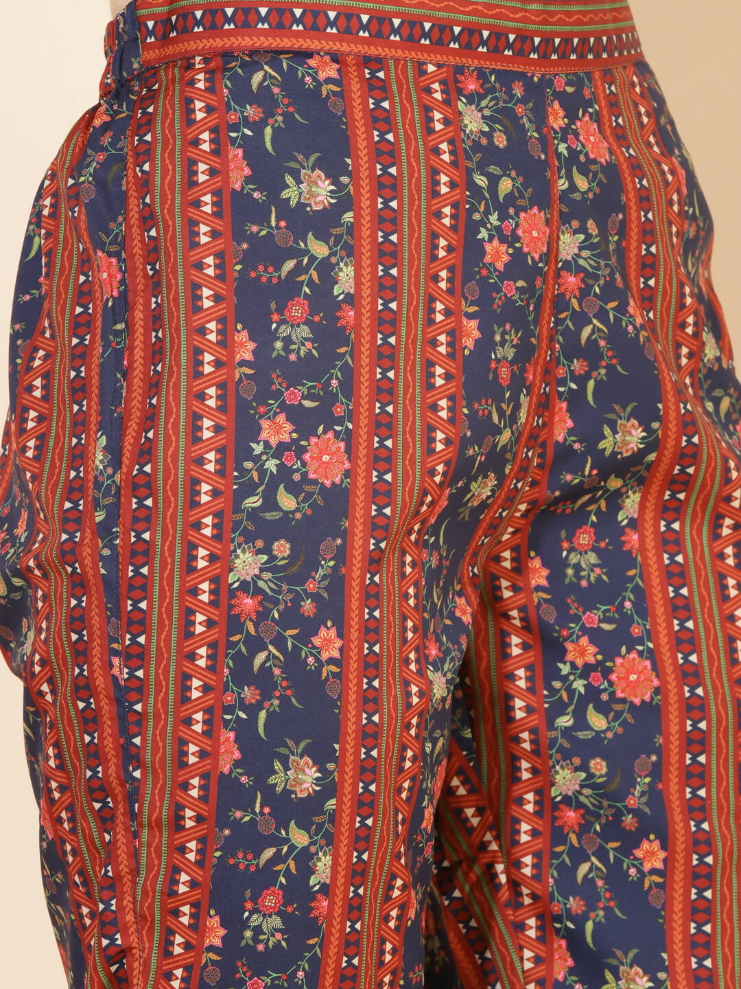 Janasya Women's Blue Crepe Digital Floral Printed Festive A-line Co-ords - Distacart