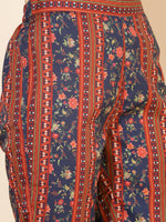 Thumbnail for Janasya Women's Blue Crepe Digital Floral Printed Festive A-line Co-ords - Distacart